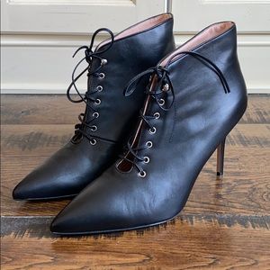 J.Crew Elsie Lace Up Boots  black leather heels